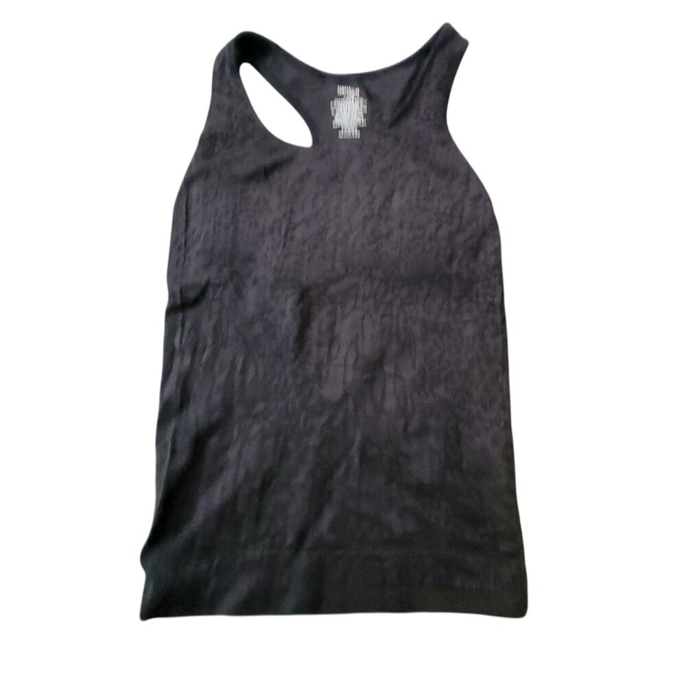 Danskin Now Black Leopard Print Racerback Tank Top Womens Small Athletic